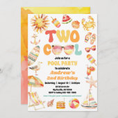Bright Two Cool Birthday Pool Party uitnodiging (Voorkant / Achterkant)
