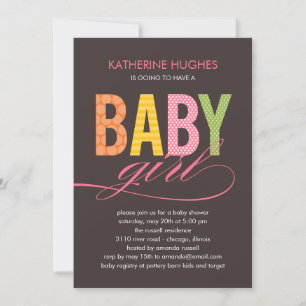 Bright Type Baby shower Uitnodiging - Meisje
