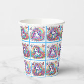 Bright Unicorn Party Cups - set 1 Papieren Bekers (Links)