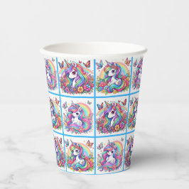 Bright Unicorn Party Cups - set 1 Papieren Bekers