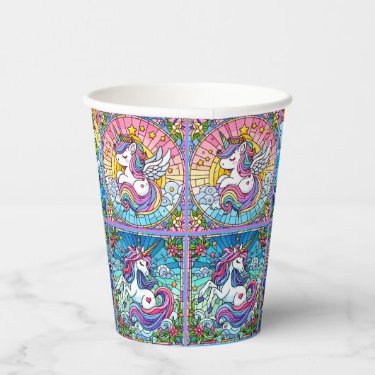 Bright Unicorn Party Cups - set 2 Papieren Bekers (Rechts)