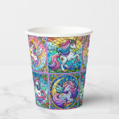 Bright Unicorn Party Cups - set 2 Papieren Bekers (Voorkant)