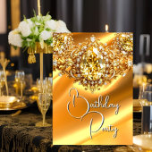 Bright Verjaardag Party Zijdegeel juweel Goud Kaart