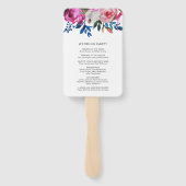 Bright Vibrant Pink Floral Modern Wedding Programm Handwaaier (Achterkant)