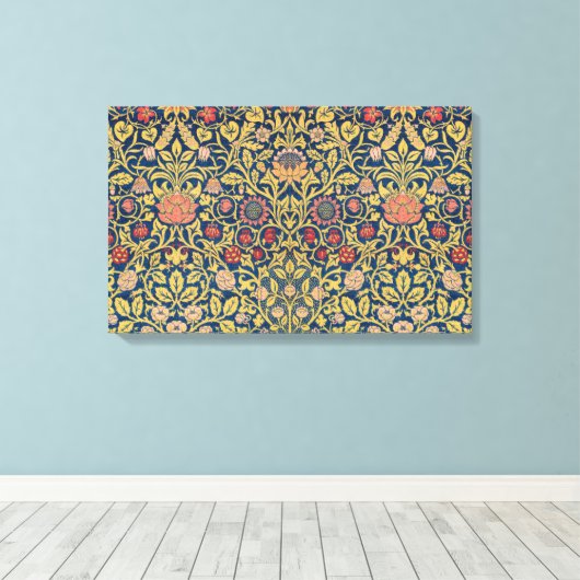 Bright Violet en Columbine (door William Morris) Canvas Afdruk (Insitu (Houten vloer))