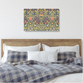 Bright Violet en Columbine (door William Morris) Canvas Afdruk (Insitu (Slaapkamer))