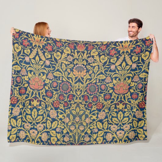 Bright Violet en Columbine (door William Morris) Fleece Deken (In situ)