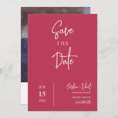 Bright Viva Magenta Modern Boho Save the Date Kaart (Voorkant / Achterkant)