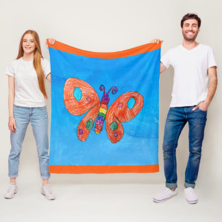 Bright vlinder fleece deken