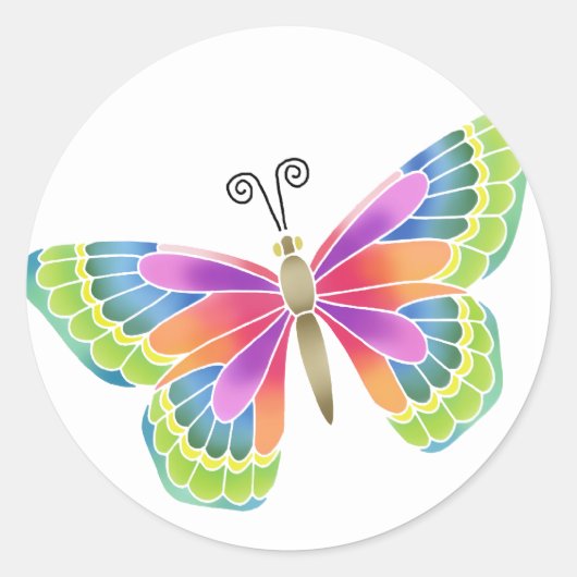 Bright vlinder ronde sticker (Voorkant)