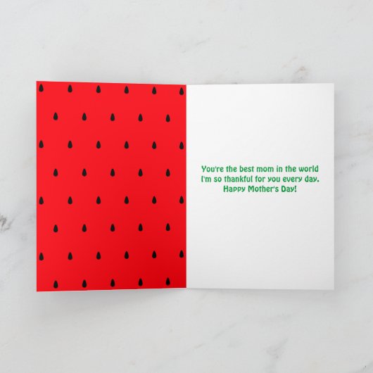 Bright Watermelon One in een Melon Moederdag Kaart (Binnen)