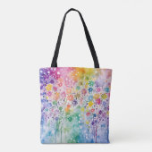 BRIGHT WATERVERF ABSTRACTE FLOWERS TOTE BAG (Achterkant)