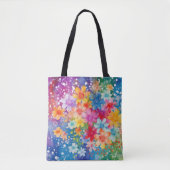 BRIGHT WATERVERF ABSTRACTE FLOWERS TOTE BAG (Voorkant)