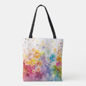 BRIGHT WATERVERF ABSTRACTE FLOWERS TOTE BAG (Achterkant)