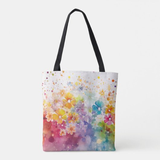 BRIGHT WATERVERF ABSTRACTE FLOWERS TOTE BAG (Achterkant)