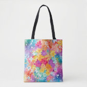 BRIGHT WATERVERF ABSTRACTE FLOWERS TOTE BAG (Voorkant)