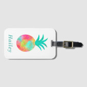 Bright Waterverf ananas monogram Bagagelabel (Voorkant (horizontaal))