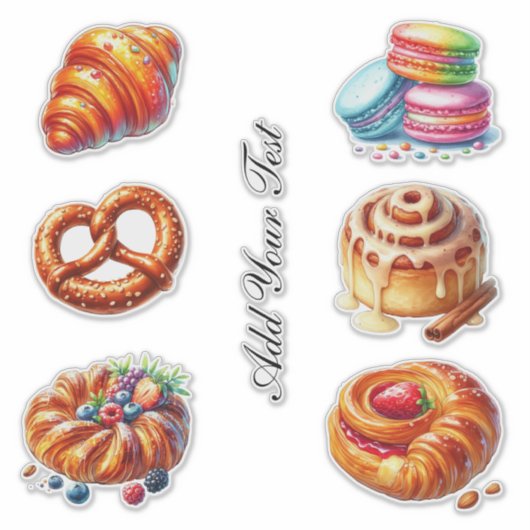 Bright Waterverf Bakery Pastry Set Sticker (Voorkant)