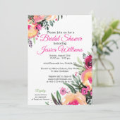 Bright Waterverf Bloemen Bruids Douche Uitnodiging (Staand voorkant)