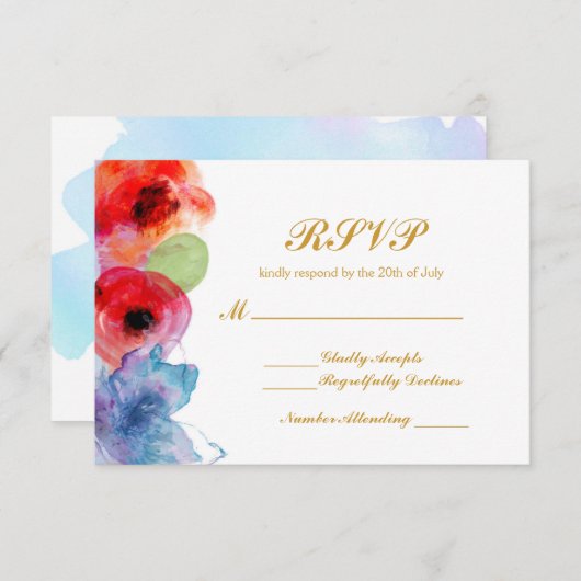 Bright Waterverf Bloemen RSVP bruiloft (Voorkant / Achterkant)
