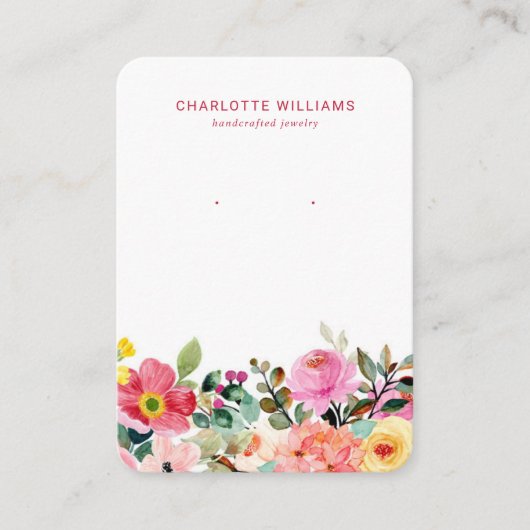 Bright Waterverf Bloemen Sieraden Kaart Visitekaartje (Voorkant)