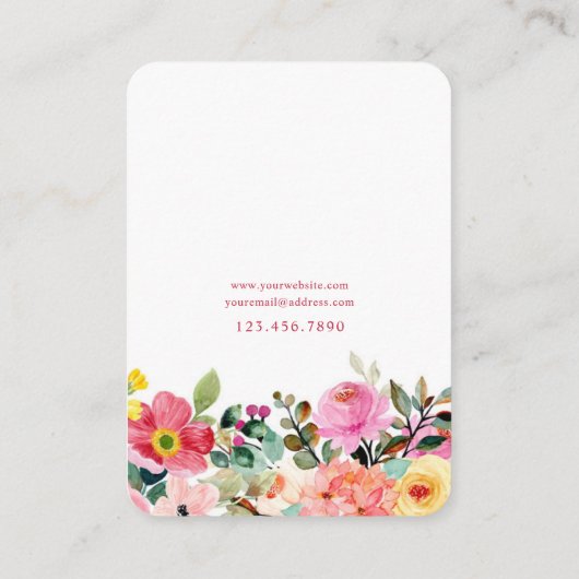 Bright Waterverf Bloemen Sieraden Kaart Visitekaartje (Achterkant)
