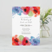 Bright Waterverf Bloemen Voorjaar bruiloft Chic Kaart (Staand voorkant)