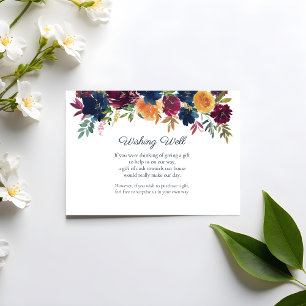 Bright Waterverf Bloemen Wishing Well Bruiloft Informatiekaartje
