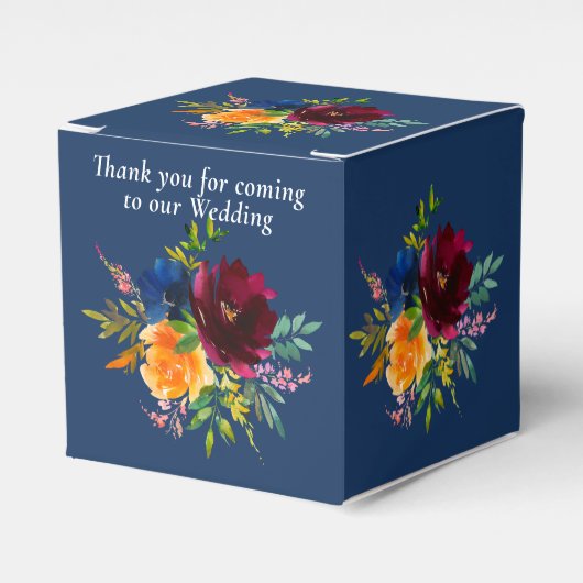 Bright Waterverf bloemenblauw bruiloft Bedankdoosjes (Voorkant Zijde)