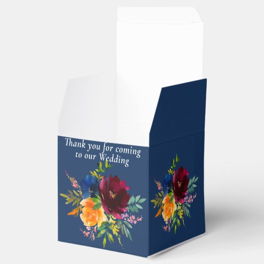 Bright Waterverf bloemenblauw bruiloft Bedankdoosjes (Geopend)