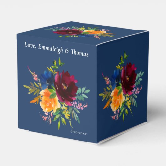 Bright Waterverf bloemenblauw bruiloft Bedankdoosjes (Achterkant)