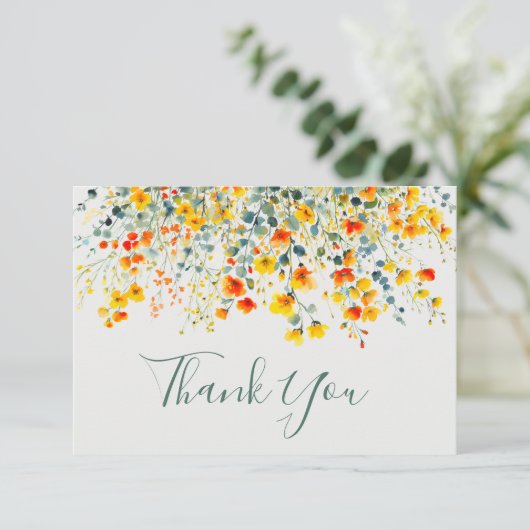 Bright Waterverf bloemenbruiloft Bedankkaart (Staand voorkant)
