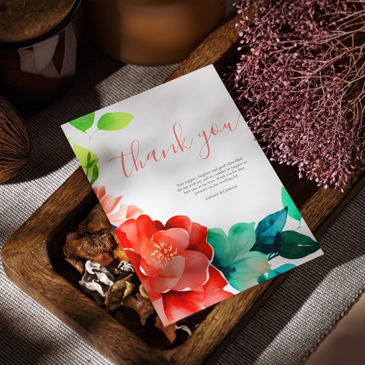 Bright Waterverf bloemenbruiloft Bedankkaart