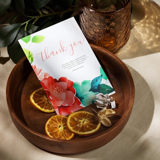 Bright Waterverf bloemenbruiloft Bedankkaart