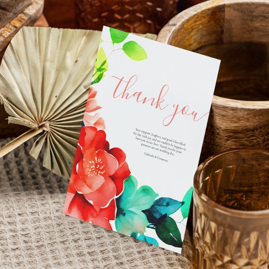 Bright Waterverf bloemenbruiloft Bedankkaart
