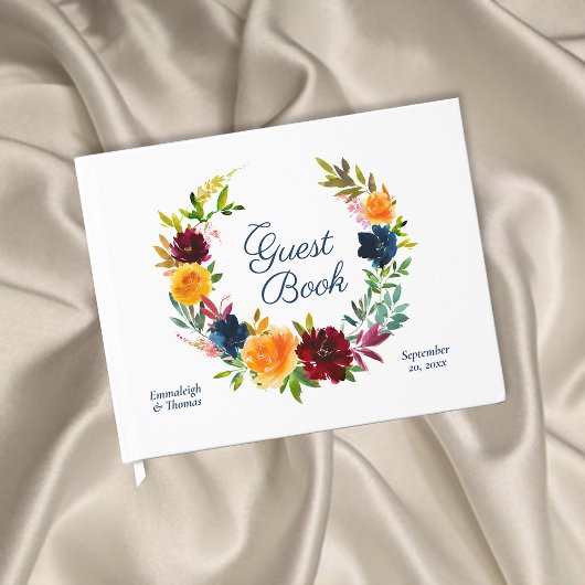 Bright Waterverf bloemenbruiloft Gastenboek