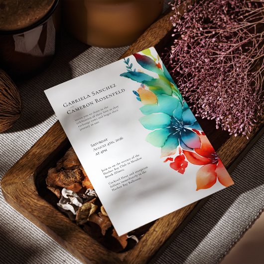 Bright Waterverf bloemenbruiloft Kaart