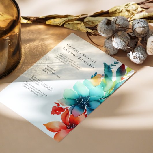 Bright Waterverf bloemenbruiloft Kaart