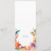 Bright Waterverf bloemenbruiloft Menu (Achterkant)