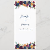 Bright Waterverf bloemenbruiloft Menu (Achterkant)