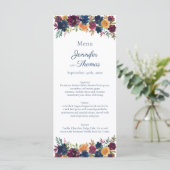 Bright Waterverf bloemenbruiloft Menu (Staand voorkant)