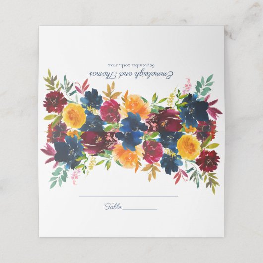 Bright Waterverf bloemenbruiloft Plaatskaartje (Buitenkant ongevouwen)