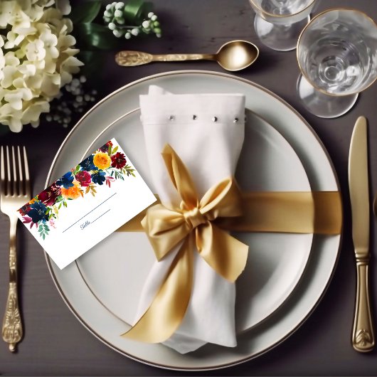 Bright Waterverf bloemenbruiloft Plaatskaartje