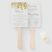 Bright Waterverf bloemenbruiloft programma Handwaaier (Voorkant en achterkant)