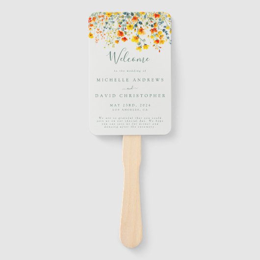 Bright Waterverf bloemenbruiloft programma Handwaaier (Voorkant)