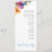 Bright Waterverf bloemenbruiloft Programmakaart (Achterkant)