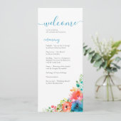 Bright Waterverf bloemenbruiloft Programmakaart (Staand voorkant)