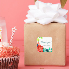 Bright Waterverf bloemenbruiloft Vierkante Sticker