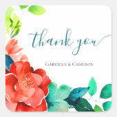 Bright Waterverf bloemenbruiloft Vierkante Sticker (Voorkant)