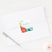 Bright Waterverf bloemenbruiloft Vierkante Sticker (Envelop)
